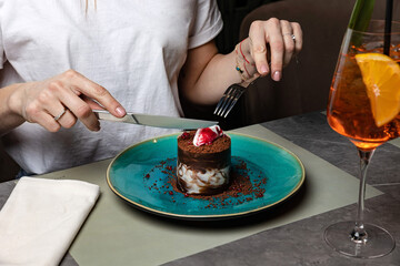 Obraz na płótnie Canvas delicious dessert in a premium restaurant 