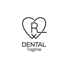 Fototapeta line art letter r dental logo design obraz