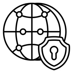 Conceptual linear design icon of global security 