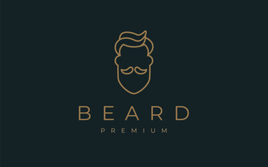 Man with beard barbershop sign. Elegant Logo. Editable vector.