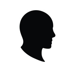 Silhouette of human head in profile. Black face sketch for artistic abstraction and designation of anonym in web social vector networks