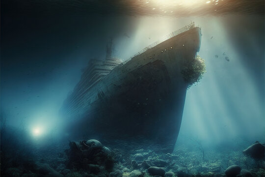 shipwreck on the bottom of the sea