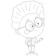 cute boy schoolboy pointing to the side