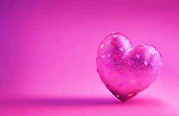 Fototapeta premium background of side view pink tone heart on pink background, generative art by A.I.
