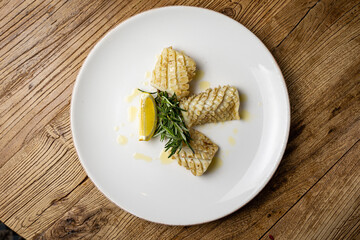 tasty grilled squid with greens
