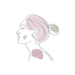 Angry mood off girl's hand-drawn linear drawing vector illustration