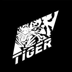 Tiger Logo with Black Line Art Style with a Good Blend of Fonts and Design Concepts.Designs Concept for T-shirts,Logo Brand,Restourant banner, Stickers, or Posters.
