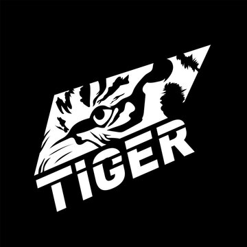 Tiger Logo with Black Line Art Style with a Good Blend of Fonts and Design Concepts.Designs Concept for T-shirts,Logo Brand,Restourant banner, Stickers, or Posters.