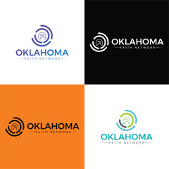 business logo design using a demo name and tagline with four color.