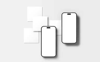 Phone Mockup with Blank Social Media Posts Template. Present Your Products and Branding