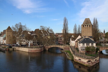 The medieval bridge Ponts Couverts in Strasbourg, France