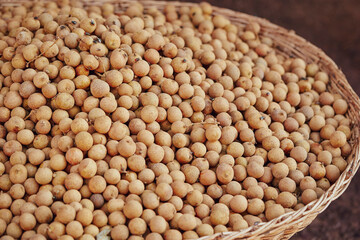 dried grains in a colander	