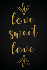 love sweet love golden calligraphy design valentine's day banner