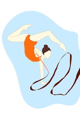 hand drawn Gymnastic girl. Gymnastics sport. Sports queen. Flat style.