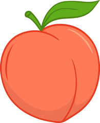 Illustration of ripe peach in bright colors.