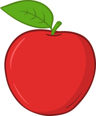 Illustration of ripe red apple in bright colors.