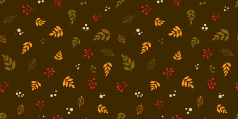 Botanical illustration background. Seamless pattern.Vector. 有機的なイラストパターン
