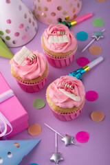 Birthday party concept with cupcake