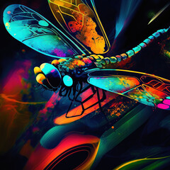 Dragonfly colorfull and abstract - generated by Generative AI 