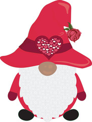 hearts and roses valentine gnome cartoon character 