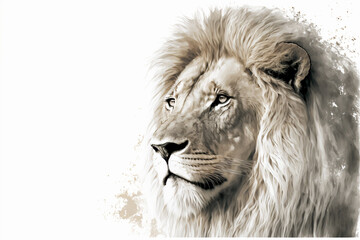 lion head background white, ai generative