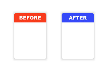 Before and after background template. Frame with empty place. Comparison card with empty space. Vector illustration