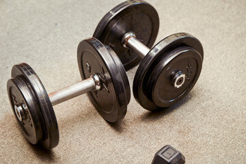 Naklejka na ściany i meble Close-up of exercise equipment in the gym 