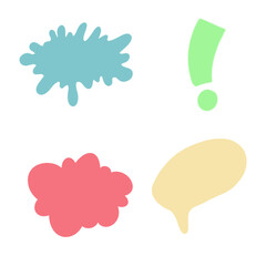 Set of flat colorful bubble speech vectors. Banners, price tags, stickers, posters, badges. Isolated on white background PNG