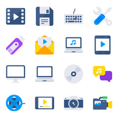 Pack of Media Flat Icons 

