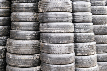 stack of old tires, a stack of tires