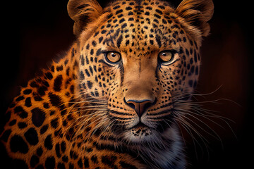 Fototapeta na wymiar Leopard portrait. Generative AI.