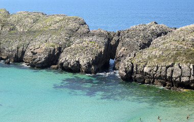 Coastal part of Cantabria in the north of Spain, eroded Costa Quebrada, ie the Broken Coast