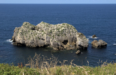 Coastal part of Cantabria in the north of Spain, eroded Costa Quebrada, ie the Broken Coast