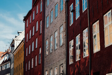 Colorful facade of houses in oldtown Copenhagen, Denmark