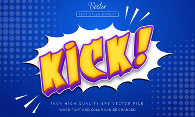 kick cartoon text effect 3d style