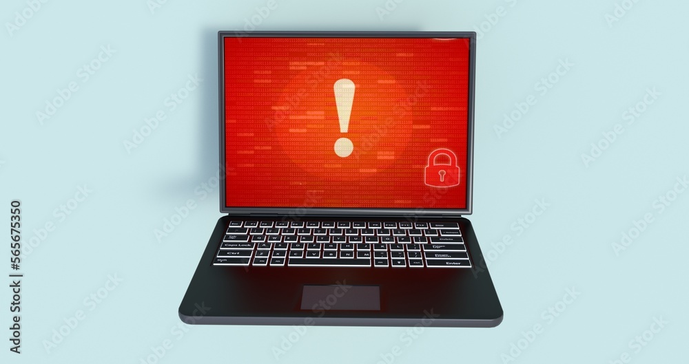 Wall mural system hacked alert after cyber attack on computer network. compromised information concept. interne