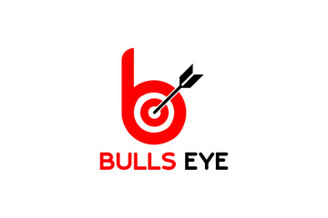 B letter bulls eye target logo icon flat vector logo.