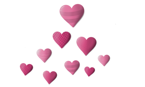 various kinds of pink heart shapes to celebrate valentine's day. isolated transparent background png - Powered by Adobe