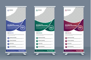 Creative business agency stands roll up banner design