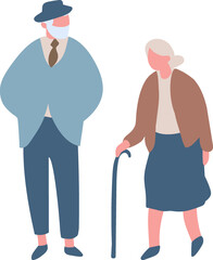 Elderly Couple flat faceless silhouette