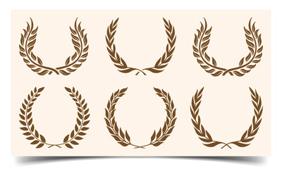 	
Set of vintage decorative floral wreathes, laurel branches frames collection. laurel festival winner wreath round circle badge. laurel circle wreath branch greek olive oak wheat leaves. Vector