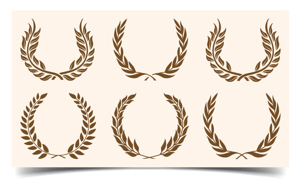 	
Set of vintage decorative floral wreathes, laurel branches frames collection. laurel festival winner wreath round circle badge. laurel circle wreath branch greek olive oak wheat leaves. Vector