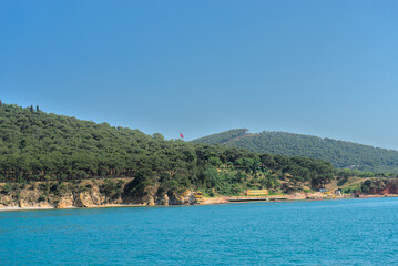 View from the Sea of Marmara to the island cities and ports of Turkey