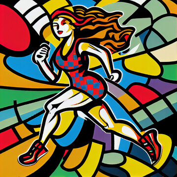 woman running in the city criado com ferramentas de inteligência artificial generativa.