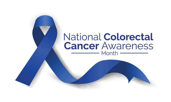 Blue awareness ribbon with trail on white background, Dark blue ribbon  symbolic for colon - colorectal cancer and Acute Respiratory Distress  Syndrome (ARDS) awareness on supporter's hand Stock Photo
