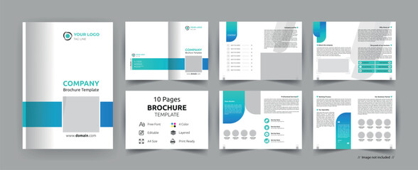 Fototapeta na wymiar Corporate Brochure Template Design - 10 Pages