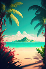 Obraz na płótnie Canvas Summer vibes pictures - summer illustrations series - Summer background wallpaper created with Generative AI technology