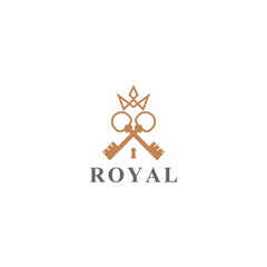 Royal key icon. Modern real estate logo template isolated on white background