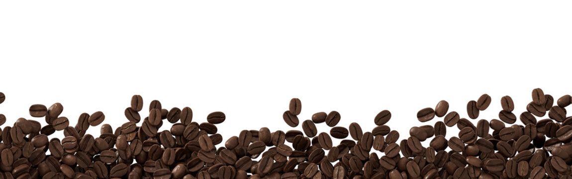 Food and beverage concept. Coffee bean isolated on transparent background. 3d rendering illustration. PNG format