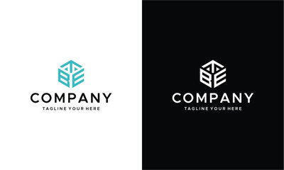 Letter BTE Logo, Three Letter Logo, Alphabet B T E Hexagon Shape Vector Icon Template. on a black and white background.